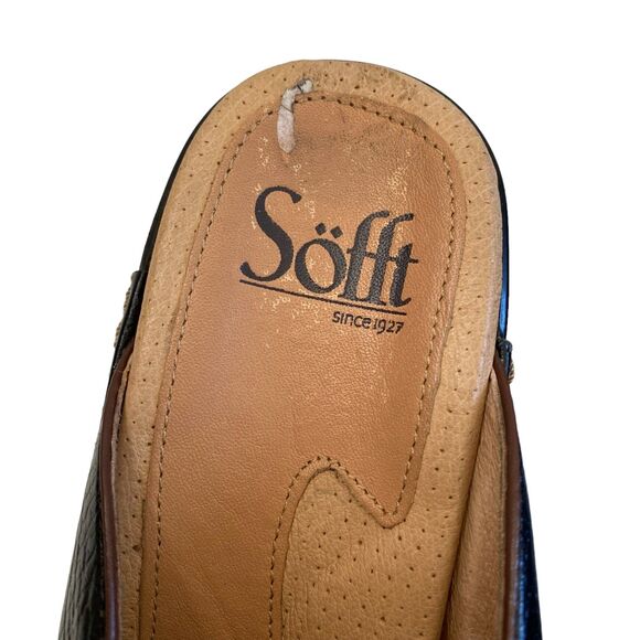 SOFFT Black Leather Slip-On Mule Clog Size 6.5 - Picture 8 of 8